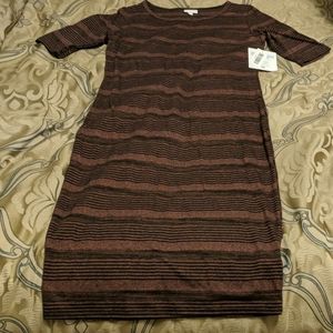 Lularoe Julia Red Black Stripe Medium